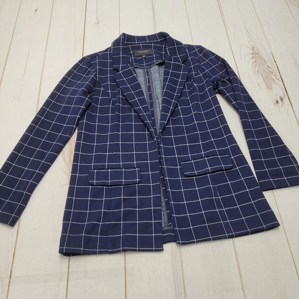 Liverpool boyfriend blazer windowpane federal navy blue oversized office core